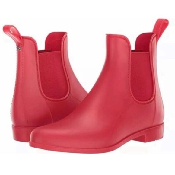SAM EDELMAN | Tinsley Red Ankle Rain Chelsea Boots Booties Rubber | Size 9 - Picture 1 of 9